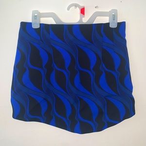 Blue and black swirl mini skirt
